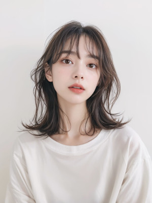 透け感ネイビージュ×韓国風くびれ外ハネ【髪質改善　梅田】