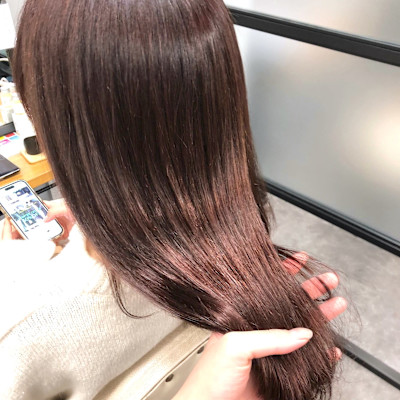 艶◎ピンクベージュ/大人レイヤーロングシンプルストレート