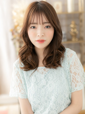 Aラインくびれヘア韓国風グラマラスロング　マロンベージュ