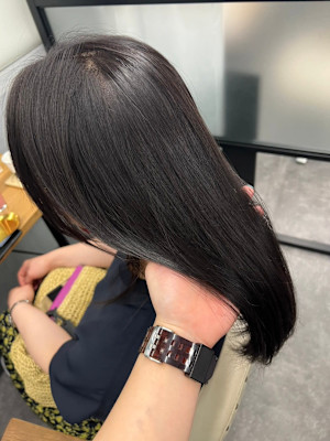 素髪透明感カラーパープルグレージュ