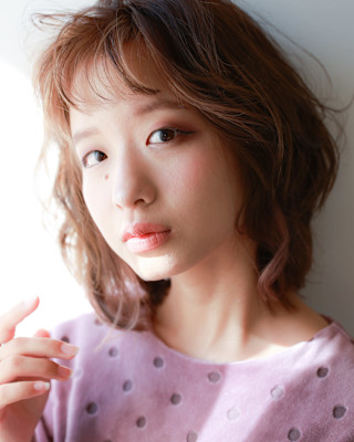 こなれミディ  ウェーブパーマ  ウェットヘア ネビージュ