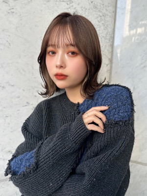 髪質改善グレージュカラー外ハネボブ美髪*Zina南草津