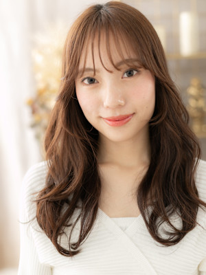 モテ髪ニュアンスパーマ透明感シースルー前髪　韓国風巻き