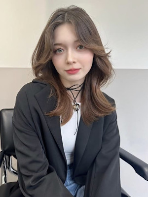 髪質改善外ハネワンレンブラウンミディ*Zina札幌