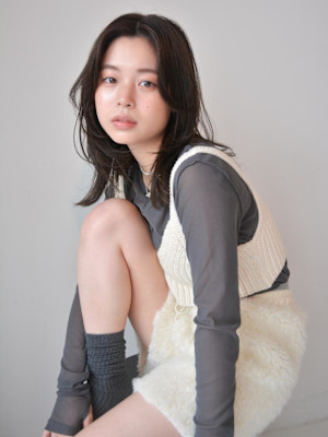 ナチュラルワンレンスタイル/黒髪