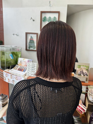 外ハネボブ×ボルドーカラー/Ju