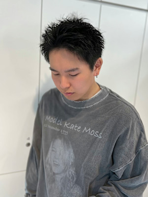 ダークアッシュ/スパイキーショート/メンズヘア