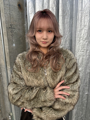 ステップボーンカットロングレイヤー/ピンクホワイト