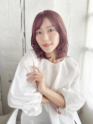 ツヤ感ピンクのアレンジカール