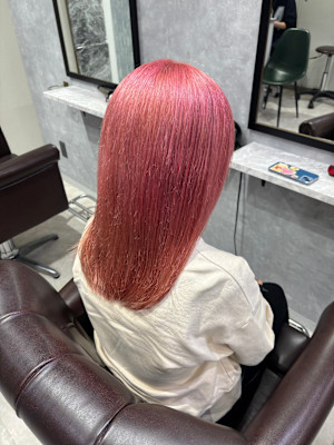 コーラルピンク×ブリーチカラー