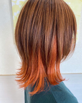 【hair salon Wish】ウルフインナーオレンジ