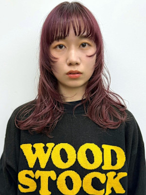 ラベンダーカラー　顔周りレイヤー　姫カット　似合わせカット