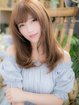 姫カットも◎くせ毛風小顔ショコラベージュ　マロンベージュ