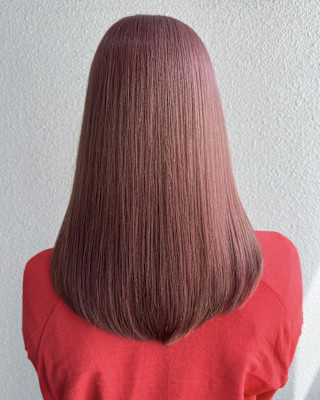 髪質改善_シルクストレート_ピンクカラー