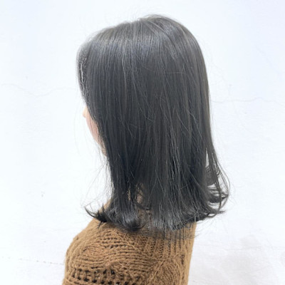 くびレイヤーボブルフネビージュ小顔ワンレンこなれミディ