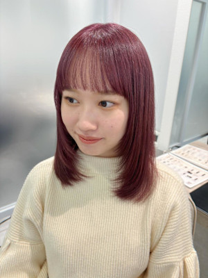 柔らかベリーピンク/レイヤーカット