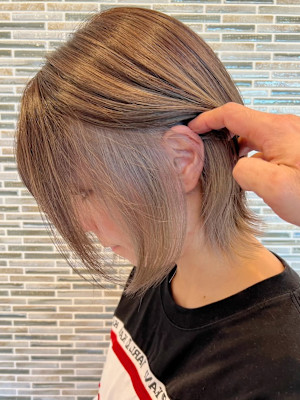 黒髪 ボブルフ ネビージュ 小顔 ワンレン 北越谷 髪質改善