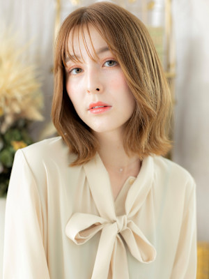 ハイトーンカラーミストバングくびレイヤー　くすみベージュ