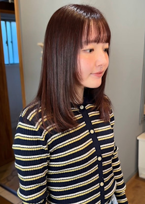 ミディアムレイヤー×ピンクブラウン