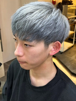 くすみブルー　ミニマッシュ　ハイトーン【札幌】