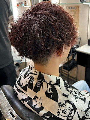 ツイスパ　レッド系カラー　刈り上げマッシュ【札幌】