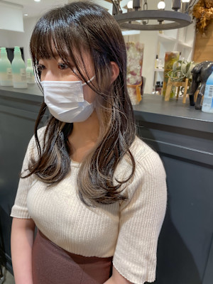 顔周りレイヤーカット/イヤリングカラー/韓国風レイヤー/越谷