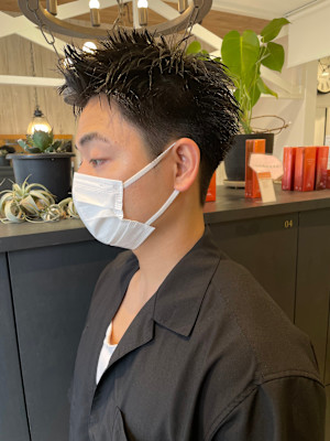 メンズかりあげ/メンズショート/短髪/アップバング/越谷