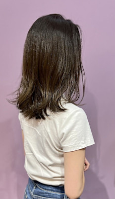 髪質改善カラー×ワンレンカーキベージュ