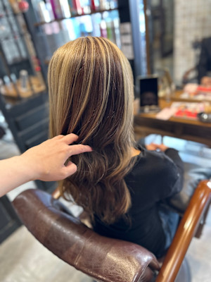 ベージュアンブレラカラーロング