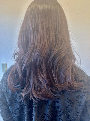 ピンクブラウン/ゆるふわ/外ハネ