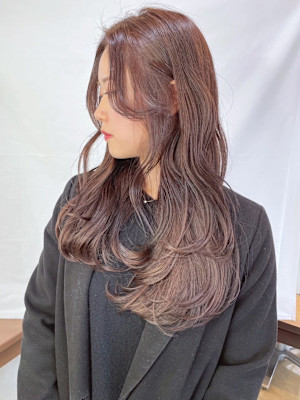 【MICHI 富田店 古作蓮】小顔レイヤー　ピンクブラウン