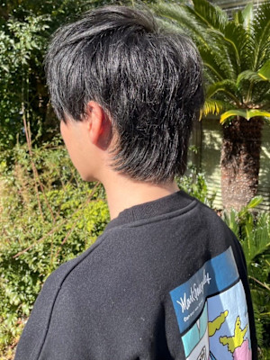 メンズミディアム　マッシュウルフ　カジュアルスタイル