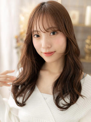 モテ髪ニュアンスパーマ透明感シースルー前髪　韓国風巻き