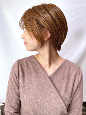 【MICHI 富田店　古作蓮】大人ショート　耳掛け　ブラウン