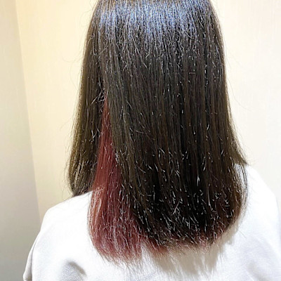 【インナーカラー】ワインレッド／アッシュカラー