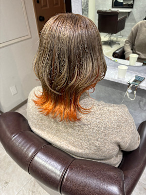 インナーカラー×ミルクティー×オレンジ