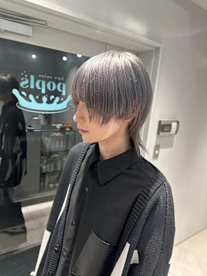 さらさら中性メンズウルフ/シルバーウルフ/髪質改善