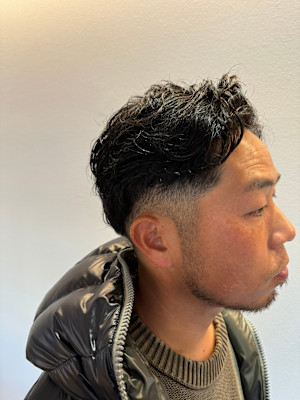 フェード×ワンカールパーマ風スタイル