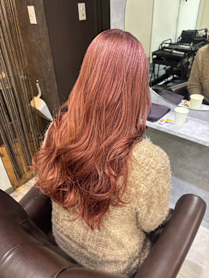 ブリーチ×柔らかコーラルピンク