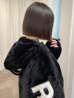 大人かわいいぷつっとボブ＊透明感カラーワンレンボブ