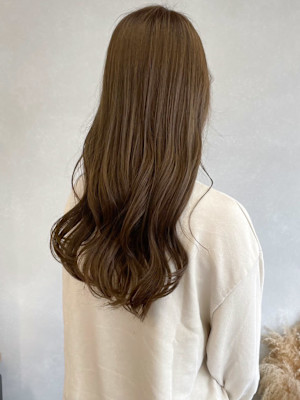 ブリーチなしカラーオリーブベージュ＊ニュアンスカラーロング
