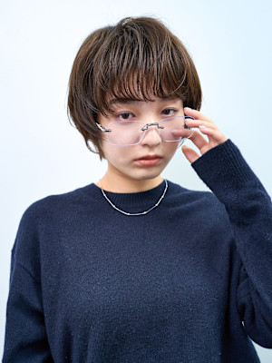 ショートボブ/小顔/ニュアンスパーマ/ブルーージュ[原宿]