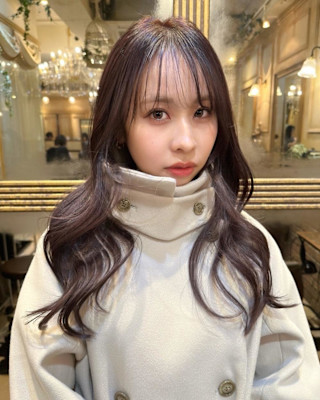 韓国風巻きラベンダーミルクティー姫カットレイヤー