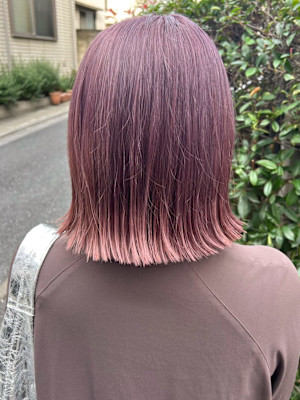 ブリーチモーブカラーピンクグレージュ＊ミディアムボブ