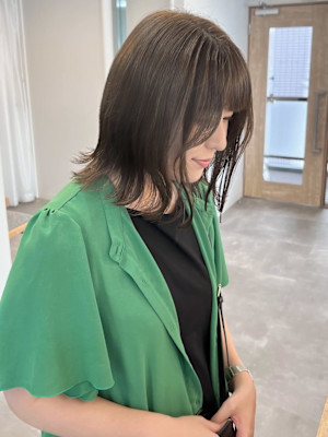 オリーブベージュヘルシーカラー＊くびれミディアム透明感カラー