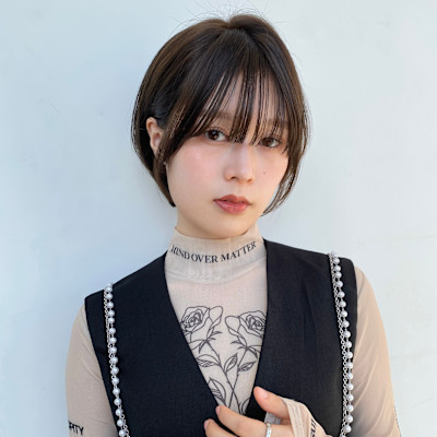 ショートボブ/小顔/ニュアンスパーマ/ブルーージュ[原宿]