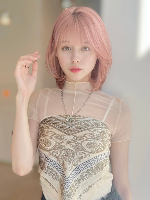 韓国風/セミロング/顔周りカット/くびれヘア/透明感カラー