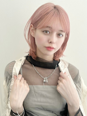 韓国風/セミロング/顔周りカット/くびれヘア/透明感カラー