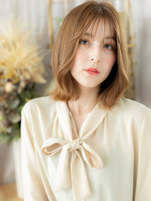 ハイトーンカラーミストバングくびレイヤー　細めハイライト