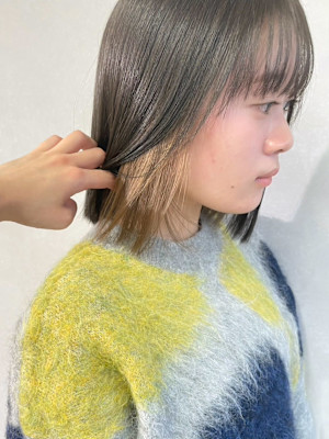 インナーカラーベージュ×透明感カラーグレージュ＊ボブ/明大前